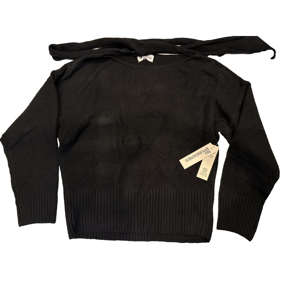 No Boundaries Black Long Sleeve Sweater with Scarf - Black 2XL / XXL / 20 NWTs